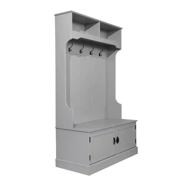 Flash Furniture Appendiabiti Fraser con panca contenitore a doppia anta, appendiabiti con 4 ganci doppi e 2 scomparti superiori