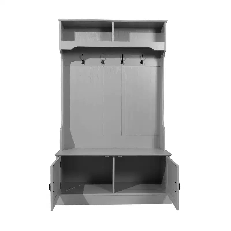Flash Furniture Appendiabiti Fraser con panca contenitore a doppia anta, appendiabiti con 4 ganci doppi e 2 scomparti superiori