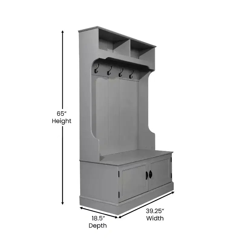 Flash Furniture Appendiabiti Fraser con panca contenitore a doppia anta, appendiabiti con 4 ganci doppi e 2 scomparti superiori