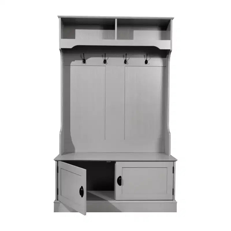 Flash Furniture Appendiabiti Fraser con panca contenitore a doppia anta, appendiabiti con 4 ganci doppi e 2 scomparti superiori
