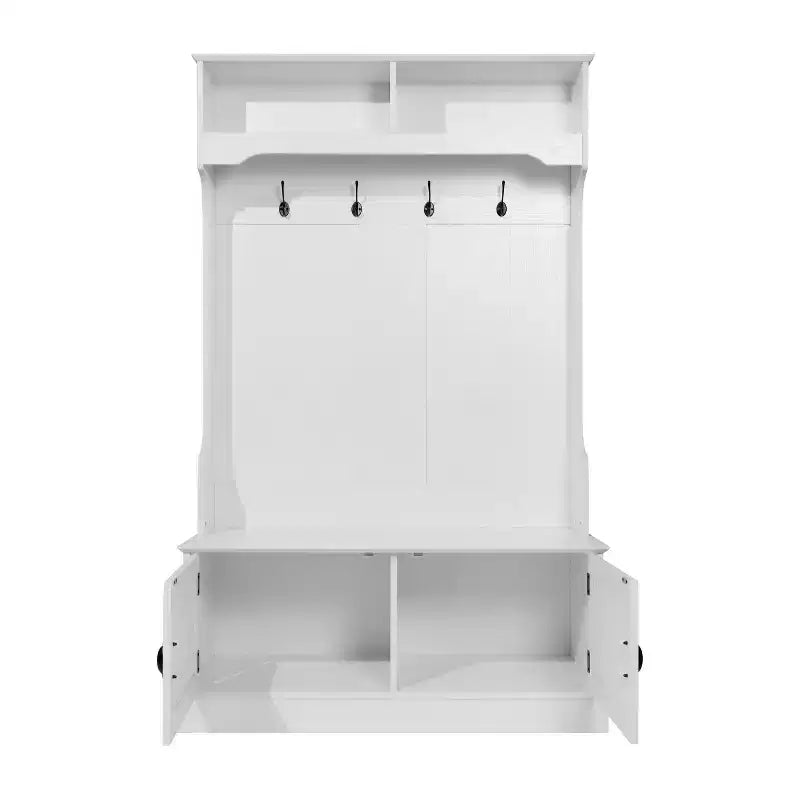 Flash Furniture Appendiabiti Fraser con panca contenitore a doppia anta, appendiabiti con 4 ganci doppi e 2 scomparti superiori