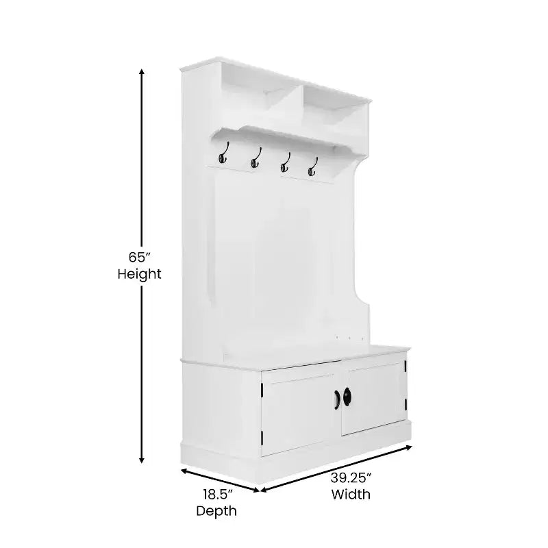 Flash Furniture Appendiabiti Fraser con panca contenitore a doppia anta, appendiabiti con 4 ganci doppi e 2 scomparti superiori