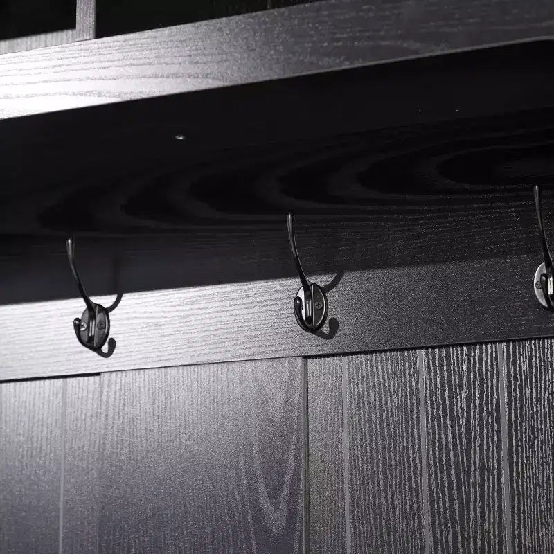 Flash Furniture Appendiabiti Fraser con panca contenitore a doppia anta, appendiabiti con 4 ganci doppi e 2 scomparti superiori