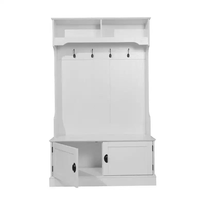 Flash Furniture Appendiabiti Fraser con panca contenitore a doppia anta, appendiabiti con 4 ganci doppi e 2 scomparti superiori