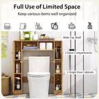 Costway Mobiletto da Bagno Salvaspazio Sopra Water Armadietto WC a 2 Ante con Ripiano Regolabile, Bianco/Naturale