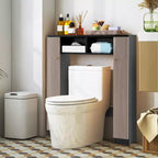 Costway Mobiletto da Bagno Salvaspazio Sopra Water Armadietto WC a 2 Ante con Ripiano Regolabile, Bianco/Naturale