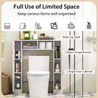 Costway Mobiletto da Bagno Salvaspazio Sopra Water Armadietto WC a 2 Ante con Ripiano Regolabile, Bianco/Naturale