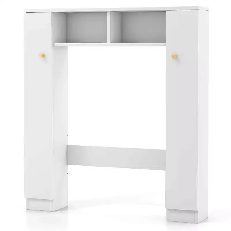 Costway Mobiletto da Bagno Salvaspazio Sopra Water Armadietto WC a 2 Ante con Ripiano Regolabile, Bianco/Naturale