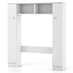 Costway Mobiletto da Bagno Salvaspazio Sopra Water Armadietto WC a 2 Ante con Ripiano Regolabile, Bianco/Naturale