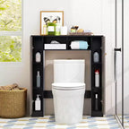 Costway Mobiletto da Bagno Salvaspazio Sopra Water Armadietto WC a 2 Ante con Ripiano Regolabile, Bianco/Naturale