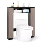 Costway Over The Toilet Storage Cabinet Double Door Bathroom Toilet Storage Organizer Natural/White