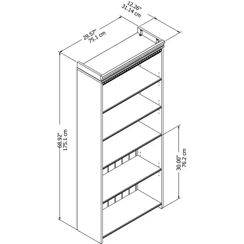 Libreria Fairview a 5 ripiani anticata da 68.94" - Bush Furniture