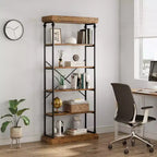 Whizmax Libreria Industriale con Ripiani in Legno a 6 Livelli, Scaffale Aperto con Cornice in Metallo per Camera da Letto, Soggiorno e Ufficio Domestico
