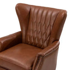Poltrona Valerius in vera pelle con finiture borchiate e gambe in legno massello | HULALA HOME