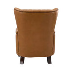 Poltrona Valerius in vera pelle con finiture borchiate e gambe in legno massello | HULALA HOME