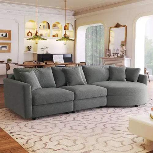 105.5 Upholstered Combination Sofas with Three Pillows and Curved Seat-ModernLuxe