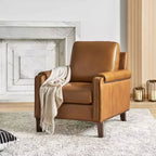 Poltrona Hellmuth in vera pelle con cuscino rimovibile e borchie | HULALA HOME
