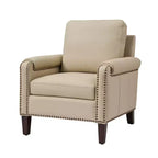 Hellmuth Genuine Leather Armchair with Removable Cushion and Nailhead Trims | HULALA HOME