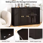 Set di 2 Madie a Buffet Impilabili Costway con Ante Scorrevoli e Ripiano Regolabile Marrone/Nero/Grigio/Bianco Antico