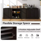 Set di 2 Madie a Buffet Impilabili Costway con Ante Scorrevoli e Ripiano Regolabile Marrone/Nero/Grigio/Bianco Antico