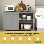 Set di 2 Madie a Buffet Impilabili Costway con Ante Scorrevoli e Ripiano Regolabile Marrone/Nero/Grigio/Bianco Antico