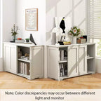 Set di 2 Madie a Buffet Impilabili Costway con Ante Scorrevoli e Ripiano Regolabile Marrone/Nero/Grigio/Bianco Antico