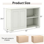 Set di 2 Madie a Buffet Impilabili Costway con Ante Scorrevoli e Ripiano Regolabile Marrone/Nero/Grigio/Bianco Antico
