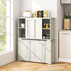 Set di 2 Madie a Buffet Impilabili Costway con Ante Scorrevoli e Ripiano Regolabile Marrone/Nero/Grigio/Bianco Antico