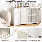 Set di 2 Madie a Buffet Impilabili Costway con Ante Scorrevoli e Ripiano Regolabile Marrone/Nero/Grigio/Bianco Antico