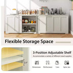 Set di 2 Madie a Buffet Impilabili Costway con Ante Scorrevoli e Ripiano Regolabile Marrone/Nero/Grigio/Bianco Antico