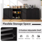 Set di 2 Madie a Buffet Impilabili Costway con Ante Scorrevoli e Ripiano Regolabile Marrone/Nero/Grigio/Bianco Antico