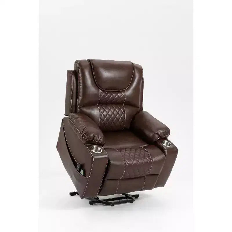 Poltrona reclinabile elettrica per anziani in pelle PU/velluto, divano-poltrona relax elettrica - ModernLuxe