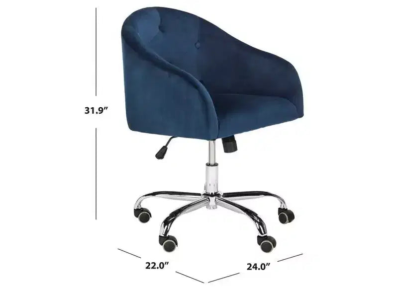 Sedia da ufficio girevole imbottita Amy - Regolabile in altezza - OCH4500 - Blu/Cromato - Safavieh