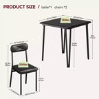 Whizmax Set Tavolo da Pranzo Piccolo per 2, 3 Pezzi, Bar Cucina Dinette Quadrato, con Sedie Rivestite in PU