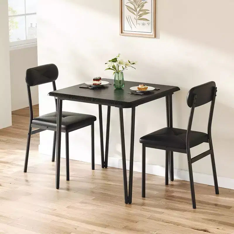 Whizmax Set Tavolo da Pranzo Piccolo per 2, 3 Pezzi, Bar Cucina Dinette Quadrato, con Sedie Rivestite in PU