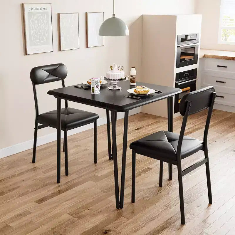 Whizmax Set Tavolo da Pranzo Piccolo per 2, 3 Pezzi, Bar Cucina Dinette Quadrato, con Sedie Rivestite in PU
