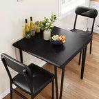 Whizmax Set Tavolo da Pranzo Piccolo per 2, 3 Pezzi, Bar Cucina Dinette Quadrato, con Sedie Rivestite in PU