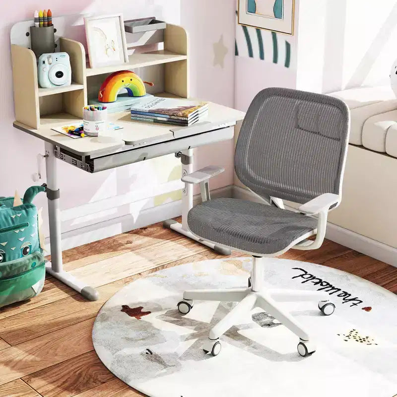 Costway Sedia da scrivania girevole per bambini in rete, sedia da computer per bambini con altezza regolabile, blu/rosa/viola