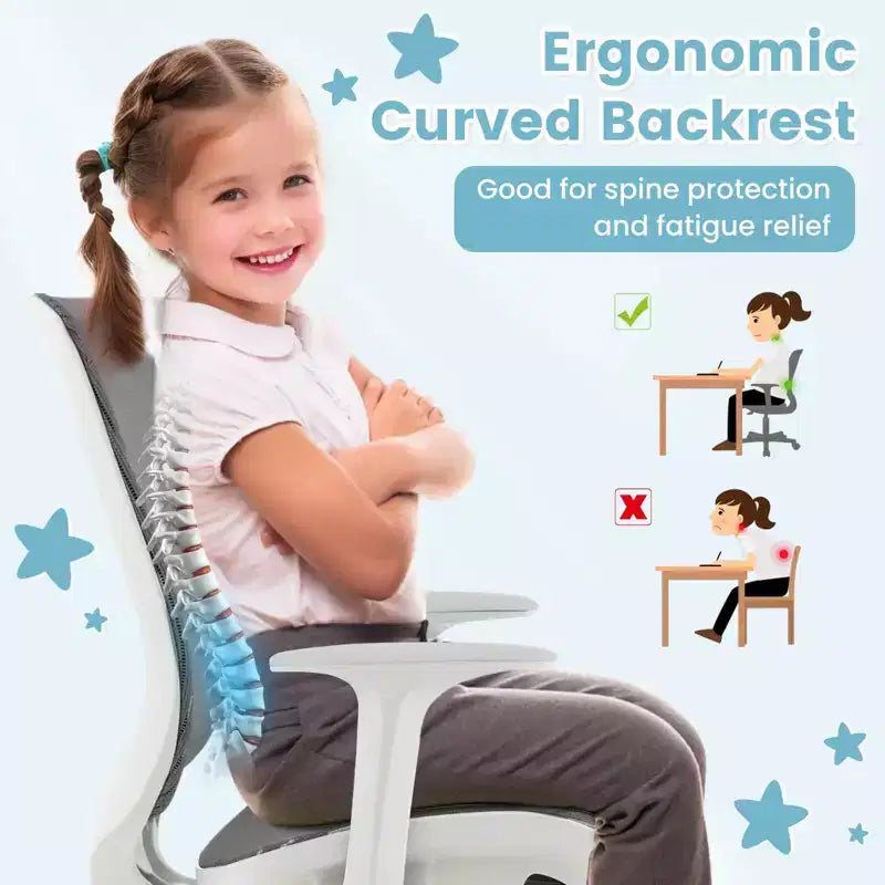Costway Sedia da scrivania girevole per bambini in rete, sedia da computer per bambini con altezza regolabile, blu/rosa/viola