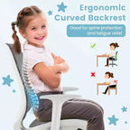 Costway Sedia da scrivania girevole per bambini in rete, sedia da computer per bambini con altezza regolabile, blu/rosa/viola