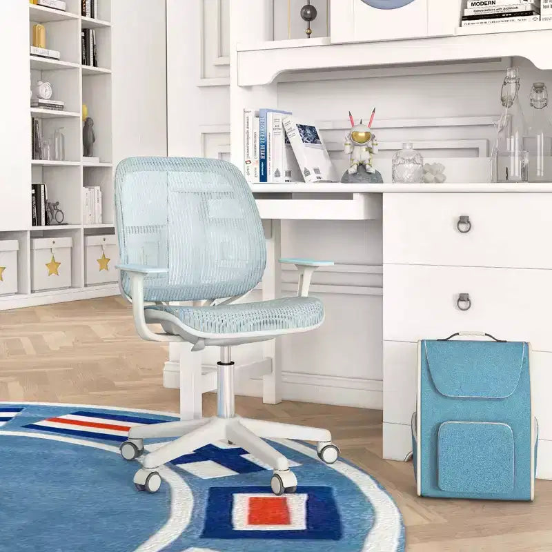 Costway Sedia da scrivania girevole per bambini in rete, sedia da computer per bambini con altezza regolabile, blu/rosa/viola