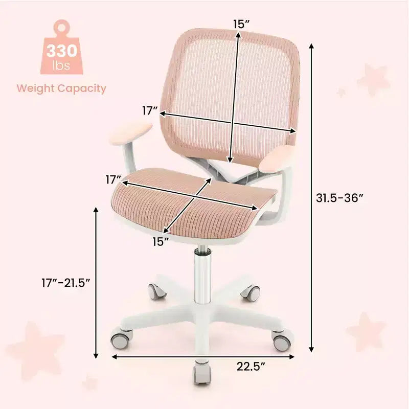 Costway Sedia da scrivania girevole per bambini in rete, sedia da computer per bambini con altezza regolabile, blu/rosa/viola