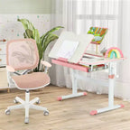 Costway Sedia da scrivania girevole per bambini in rete, sedia da computer per bambini con altezza regolabile, blu/rosa/viola