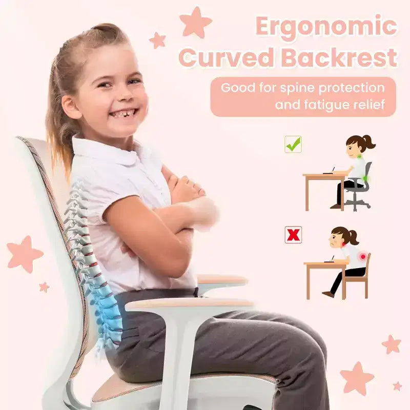 Costway Sedia da scrivania girevole per bambini in rete, sedia da computer per bambini con altezza regolabile, blu/rosa/viola