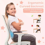 Costway Sedia da scrivania girevole per bambini in rete, sedia da computer per bambini con altezza regolabile, blu/rosa/viola
