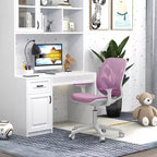 Costway Sedia da scrivania girevole per bambini in rete, sedia da computer per bambini con altezza regolabile, blu/rosa/viola