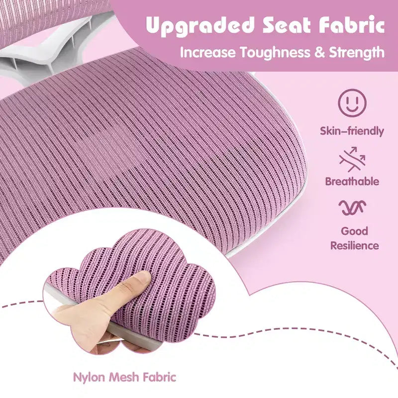 Costway Sedia da scrivania girevole per bambini in rete, sedia da computer per bambini con altezza regolabile, blu/rosa/viola
