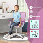 Costway Sedia da scrivania girevole per bambini in rete, sedia da computer per bambini con altezza regolabile, blu/rosa/viola