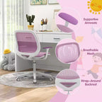 Costway Sedia da scrivania girevole per bambini in rete, sedia da computer per bambini con altezza regolabile, blu/rosa/viola
