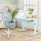 Costway Sedia da scrivania girevole per bambini in rete, sedia da computer per bambini con altezza regolabile, blu/rosa/viola